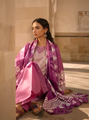 3 PIECE EMBROIDERED LAWN SUIT-CACTUS FLOWER