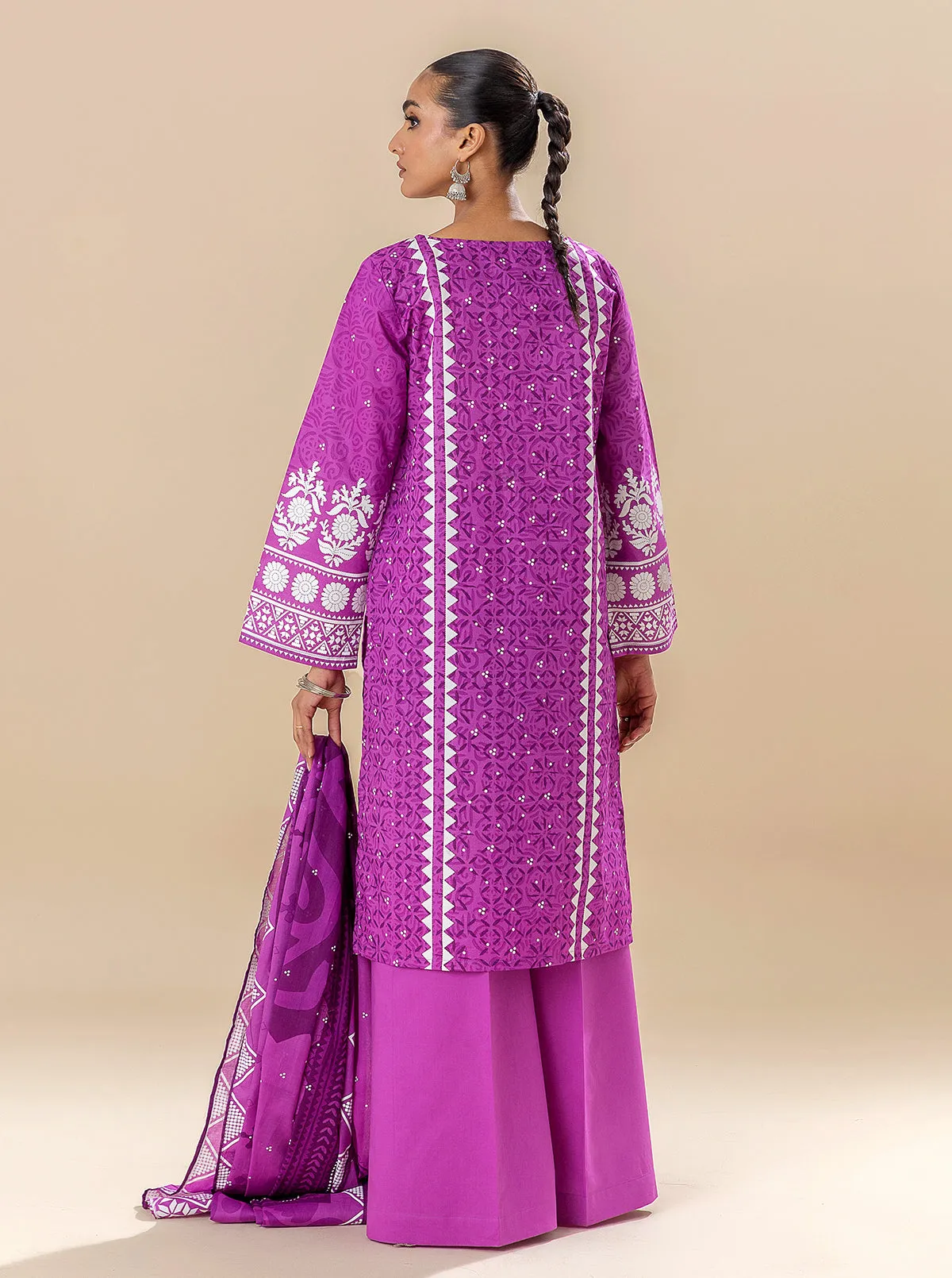 3 PIECE EMBROIDERED LAWN SUIT-CACTUS FLOWER