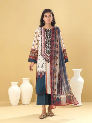 3 PIECE - EMBROIDERED LAWN SUIT - PEARLY JEWEL
