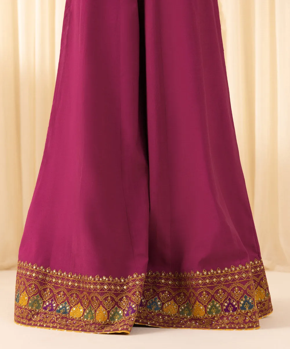 3 Piece -  Embroidered Raw Silk Suit