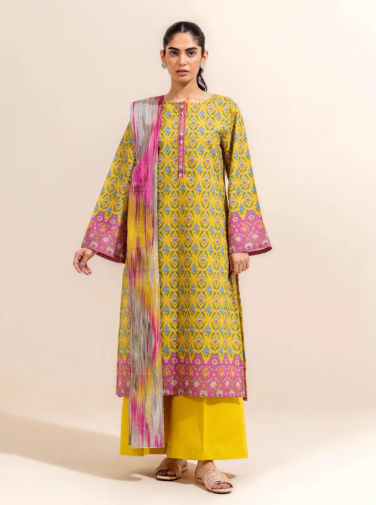 3 PIECE PRINTED LAWN-CANDY SAND