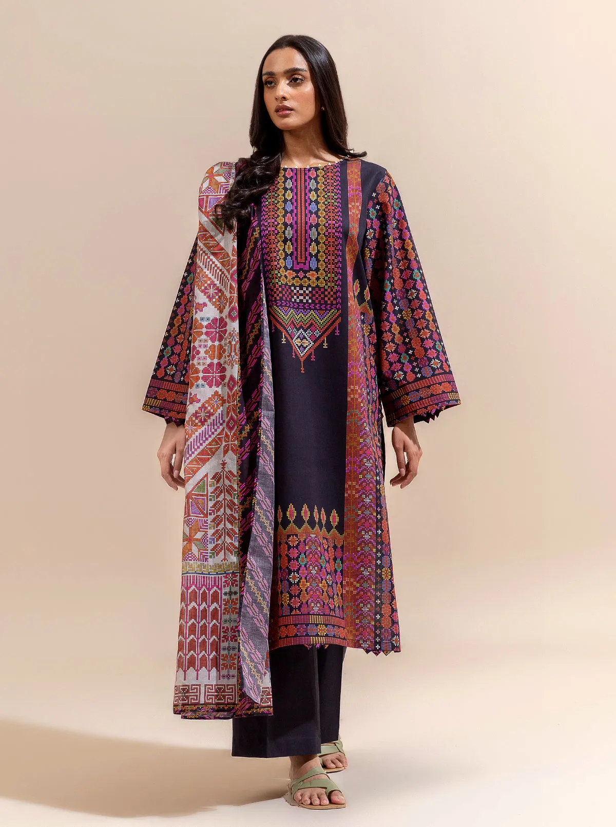 3 PIECE PRINTED LAWN SUIT-KNITTY GRITTY