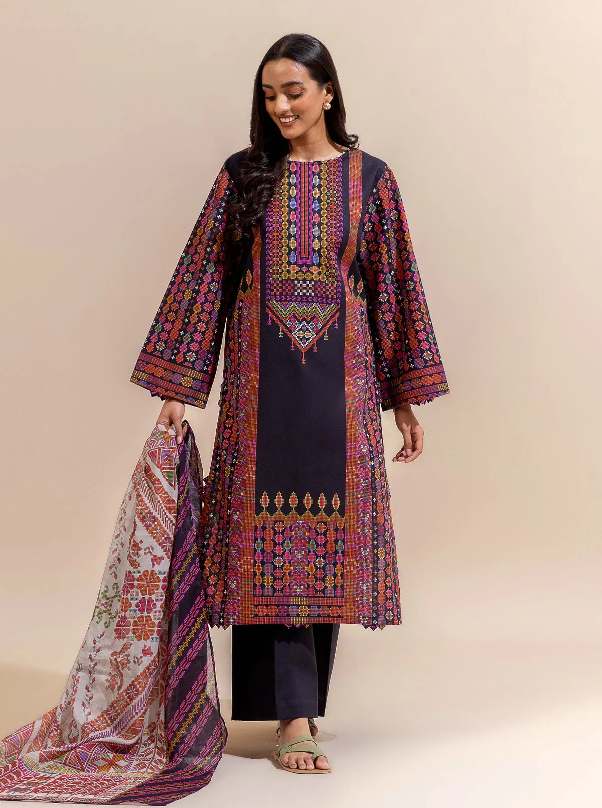 3 PIECE PRINTED LAWN SUIT-KNITTY GRITTY