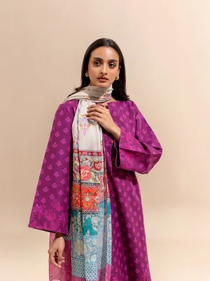 3 PIECE PRINTED LAWN SUIT-MAGENTA MYSTERY