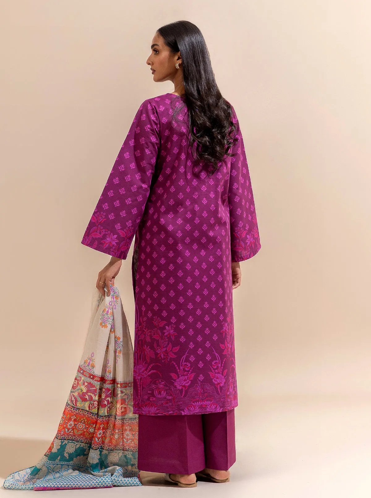 3 PIECE PRINTED LAWN SUIT-MAGENTA MYSTERY