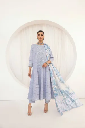 3PC HEMLINE EMBROIDERED LAWN DRESS 01