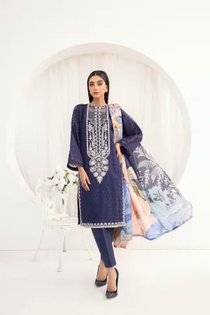 3PC HEMLINE EMBROIDERED LAWN DRESS 09