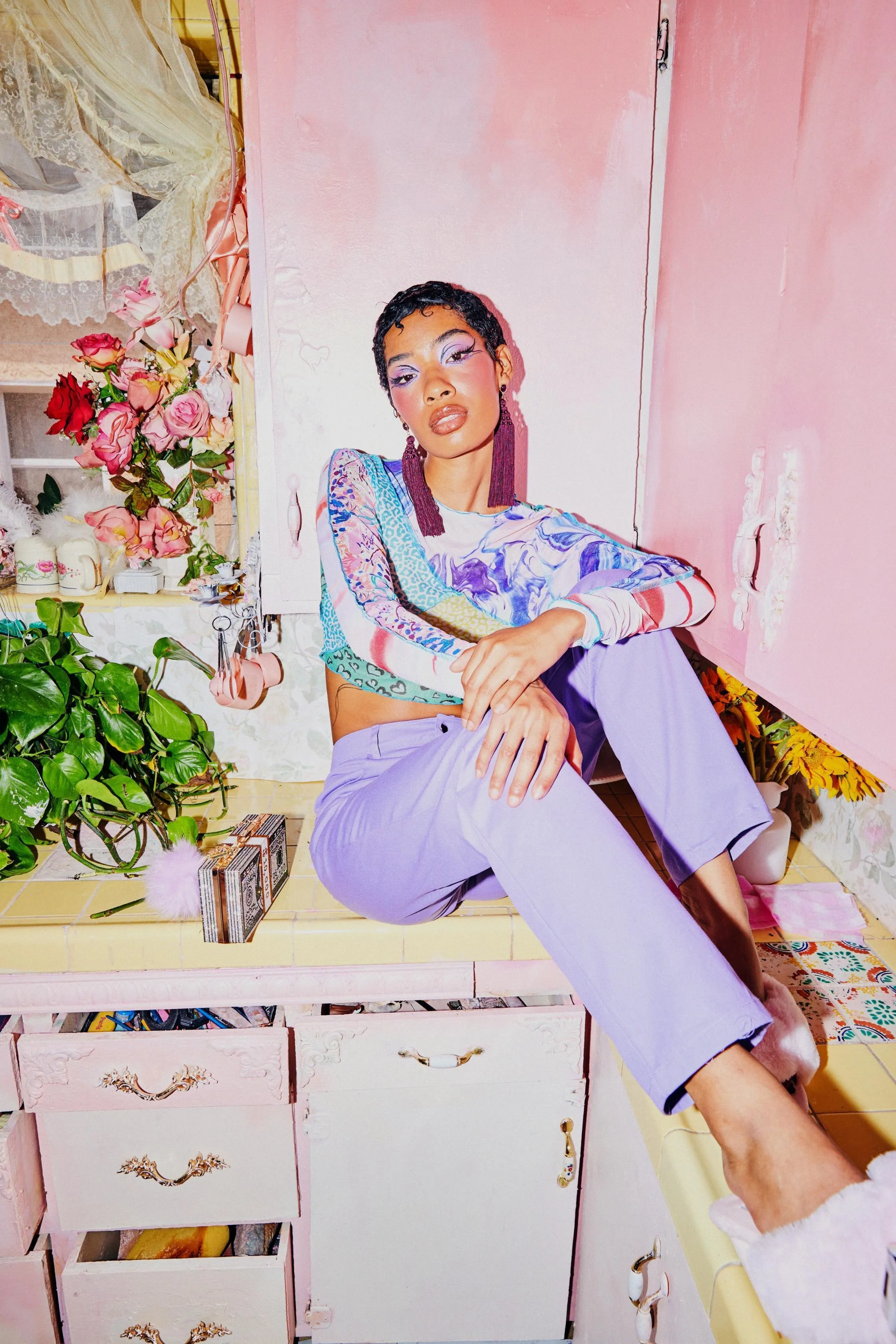 Aaron Purple Patchwork Set