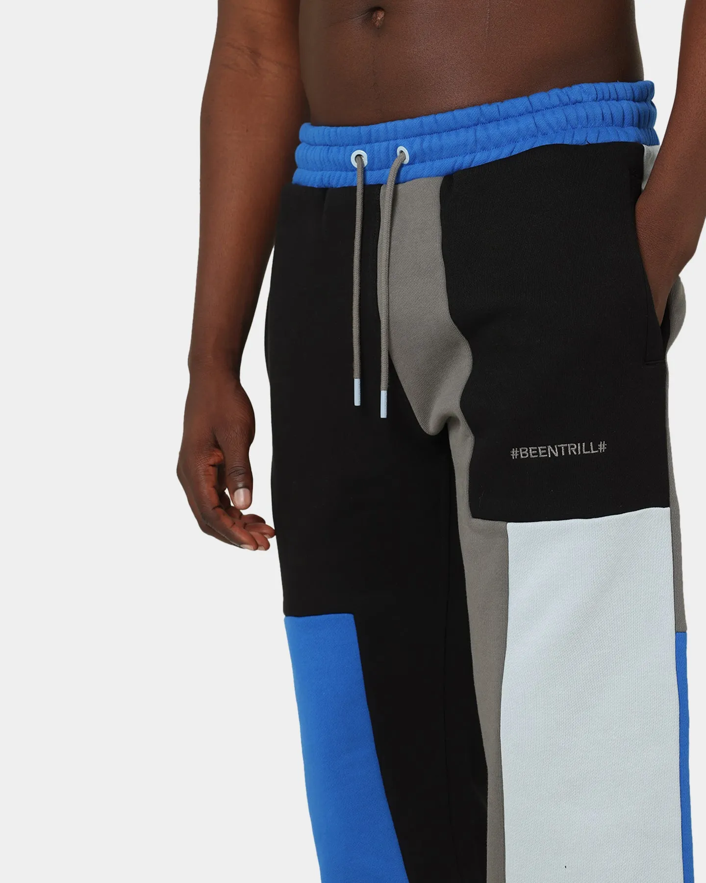 BEENTRILL Patchwork Sweat Pants Blue/Black