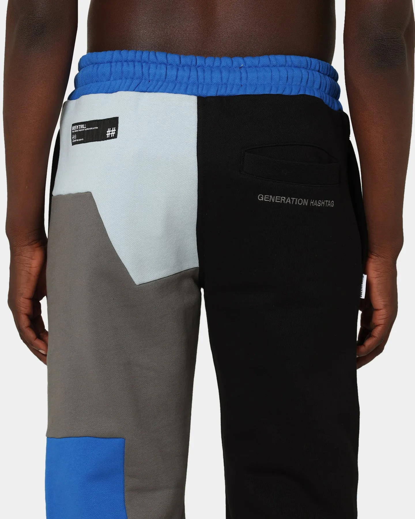 BEENTRILL Patchwork Sweat Pants Blue/Black