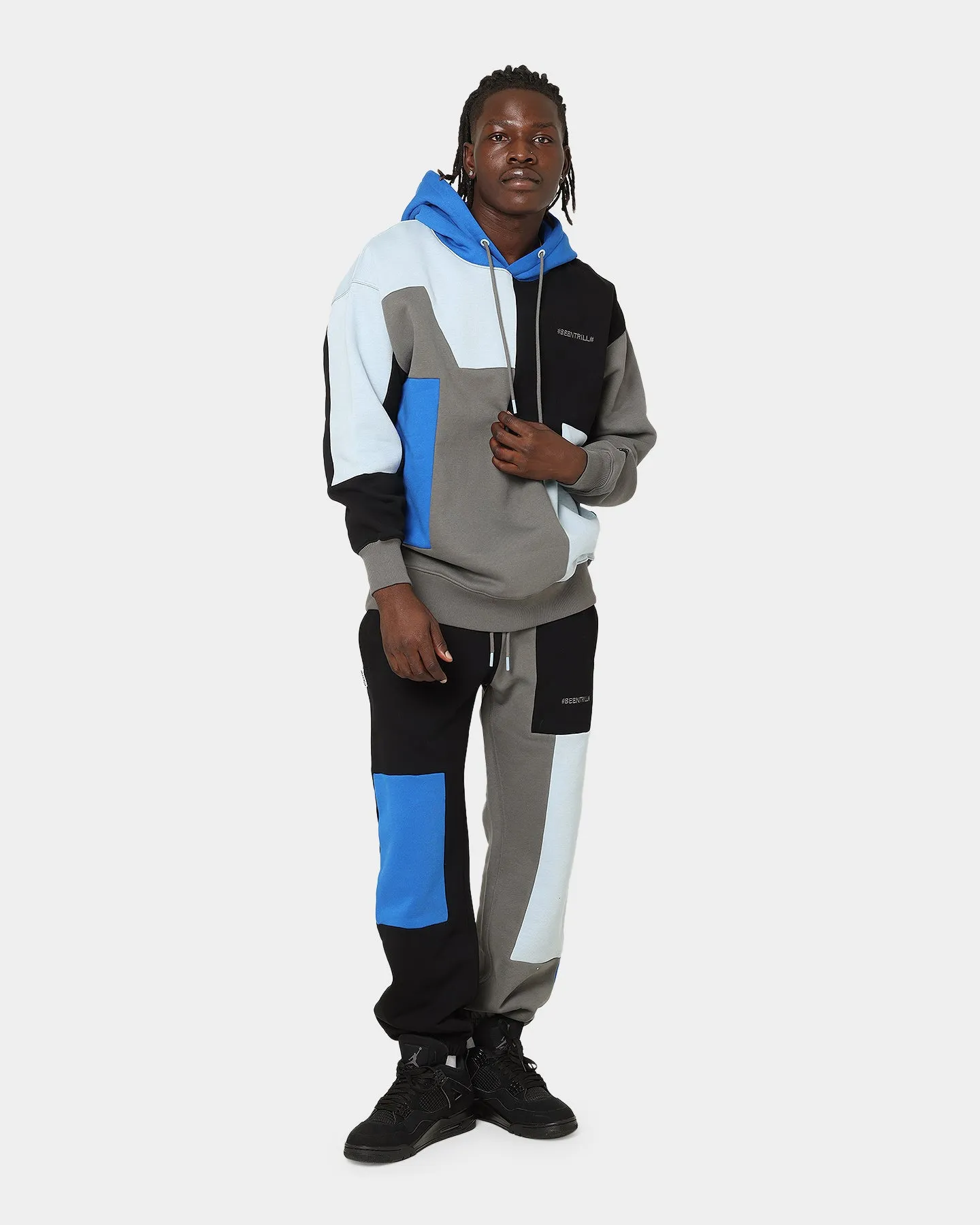 BEENTRILL Patchwork Sweat Pants Blue/Black