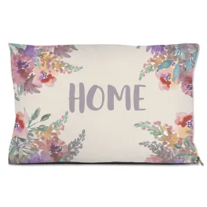 Beige Floral "HOME" Dog Bed