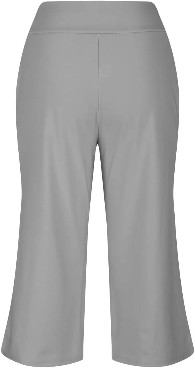 Capris Pants for Women Elastic Waist Petite Short Linen Cotton Capri Pants Stretch Summer Loose Womens Capris Cargo