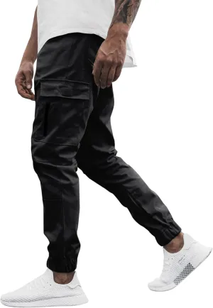 Cargo Pants for Men Work Work Pants Wild Drawstring Sports Jogger with Pockets Long Pants Men's Slim Fit Gym Running