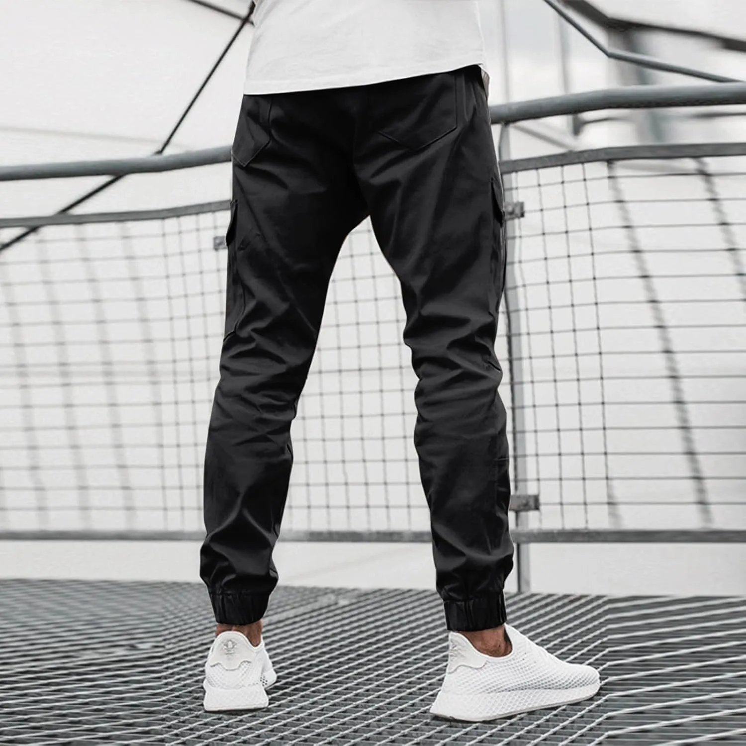 Cargo Pants for Men Work Work Pants Wild Drawstring Sports Jogger with Pockets Long Pants Men's Slim Fit Gym Running