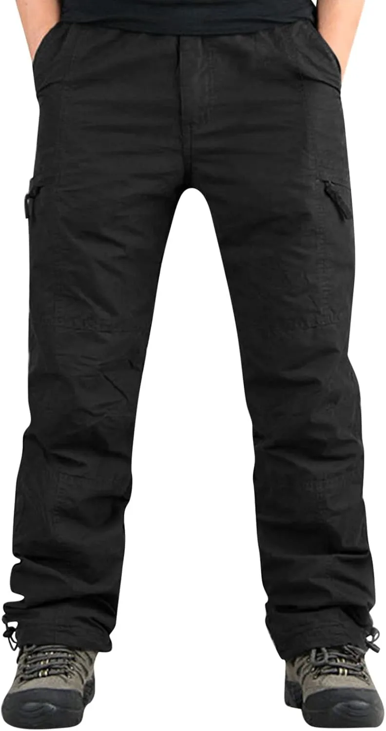 Cargo Trousers for Men with Pockets Mens Cargo Pants Casual Drawstring Athletic Jogger Sports Outdoor Trousers Mens