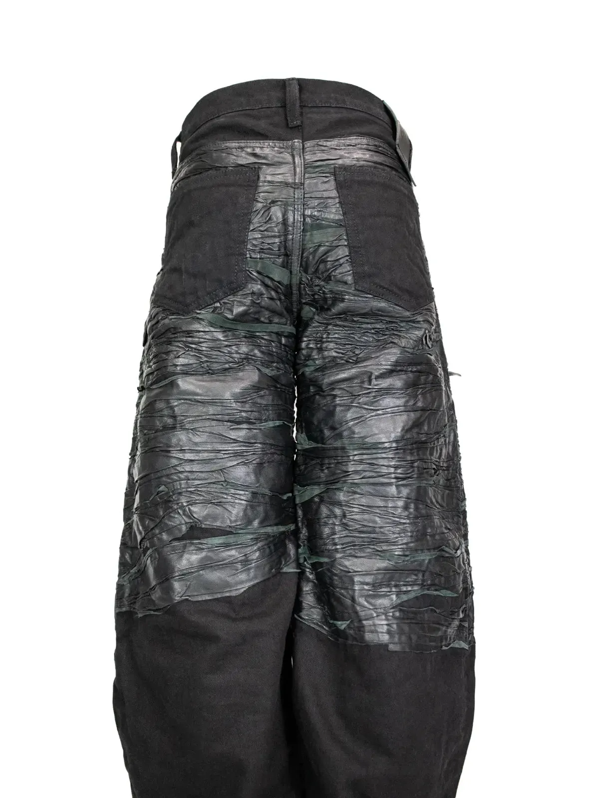 CRUDE LEATHER BAGGY DENIM