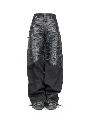 CRUDE LEATHER BAGGY DENIM