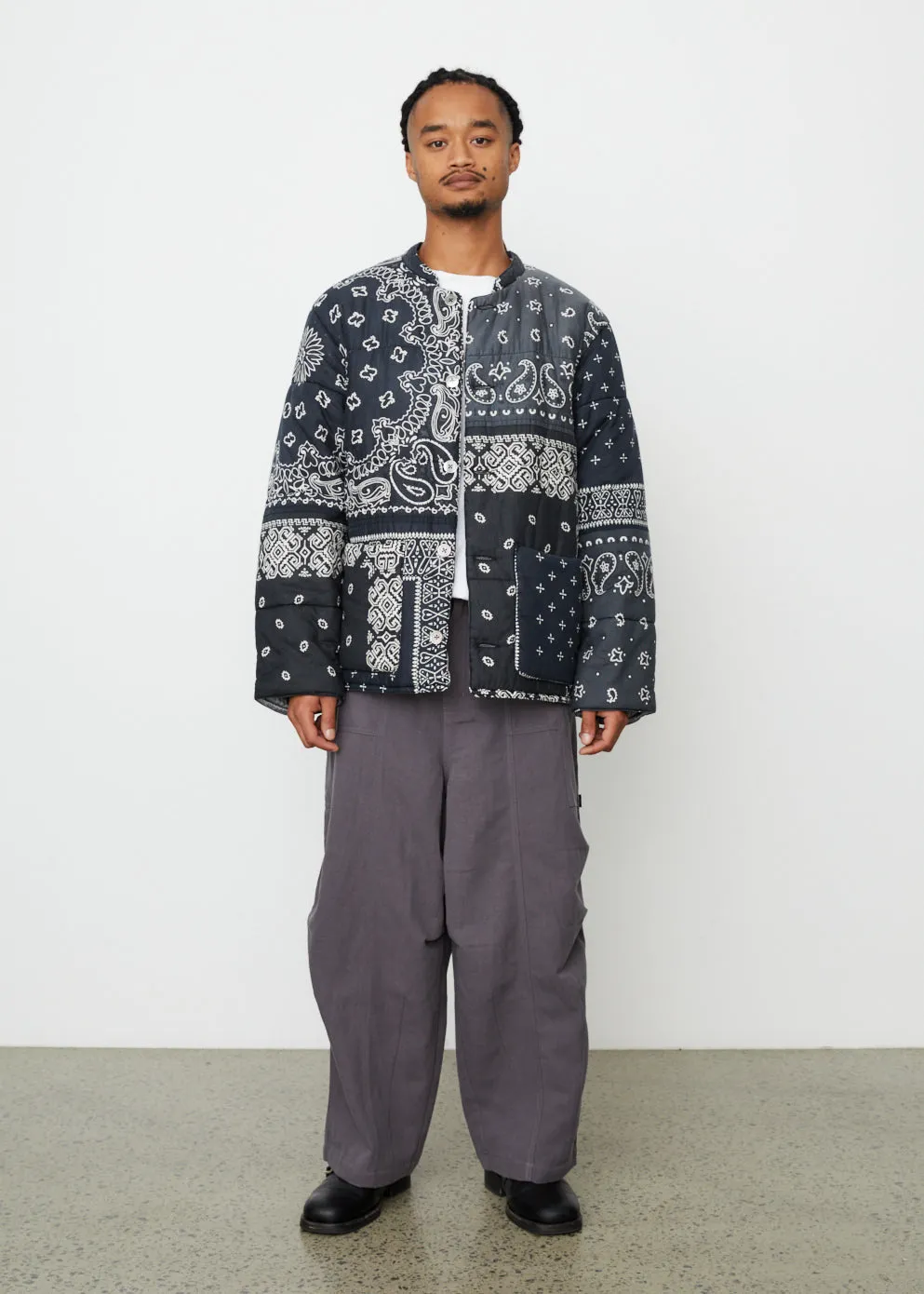 Gauze Bandana Patchwork Quilted Blouson