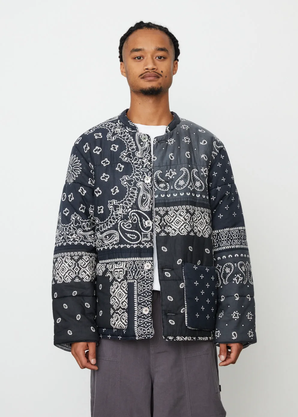 Gauze Bandana Patchwork Quilted Blouson