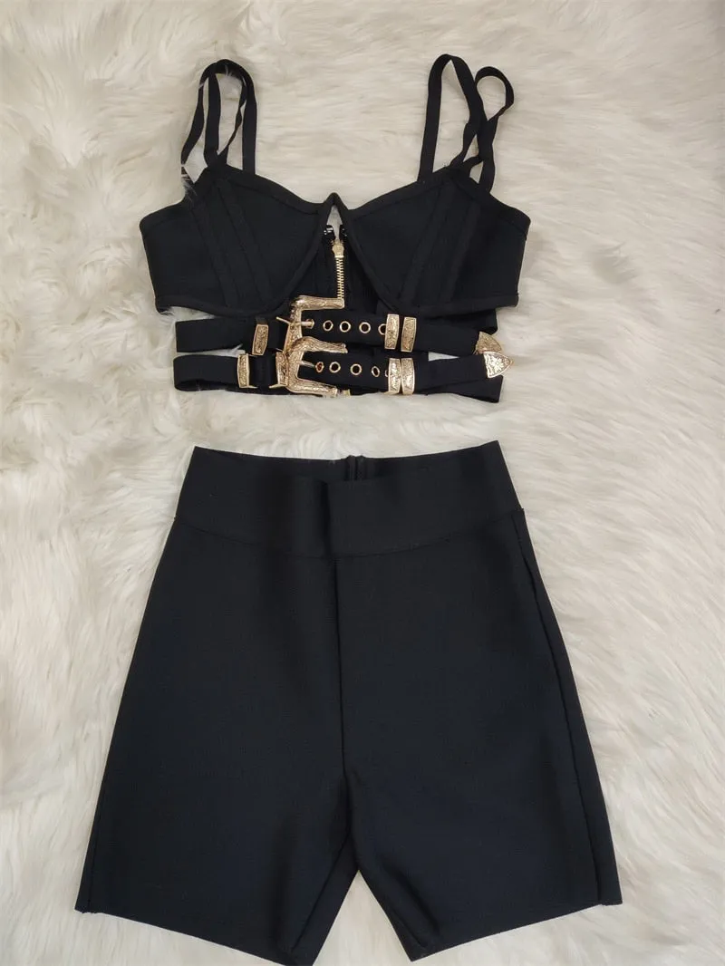 Lacy Sequined Slip 2 Pieces Set