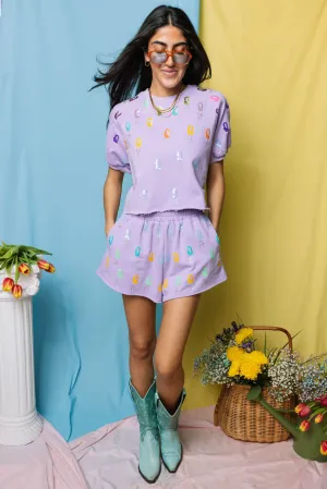 Lavender 'Q' All Over Top