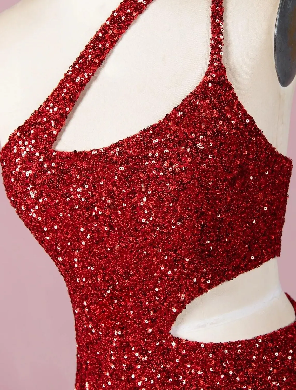 Luolandi A-Line Evening Gown Elegant Dress Formal Prom Floor Length Sleeveless One Shoulder Sequined with Glitter