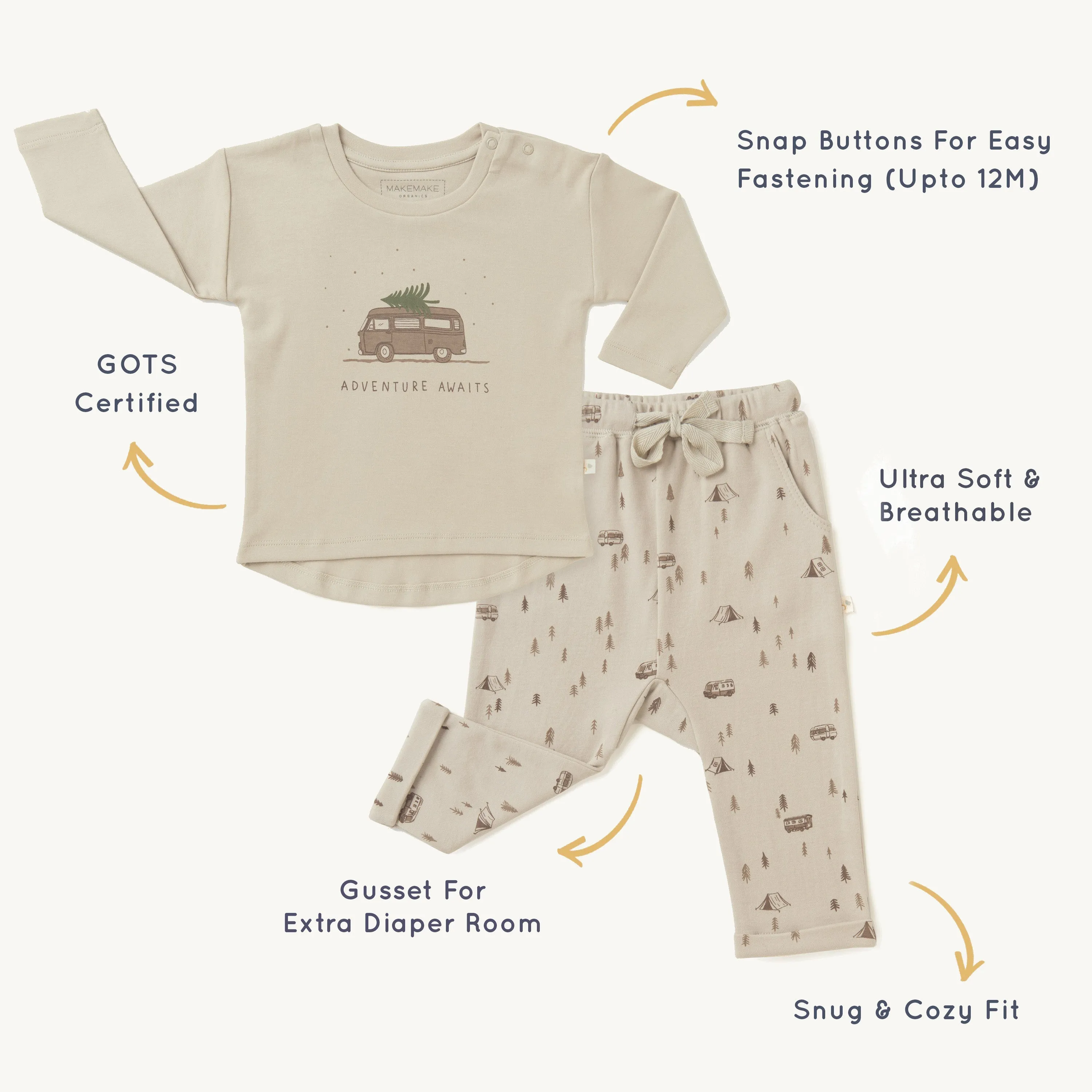 Organic Kids T-Shirt & Pant Set - Adventure Awaits