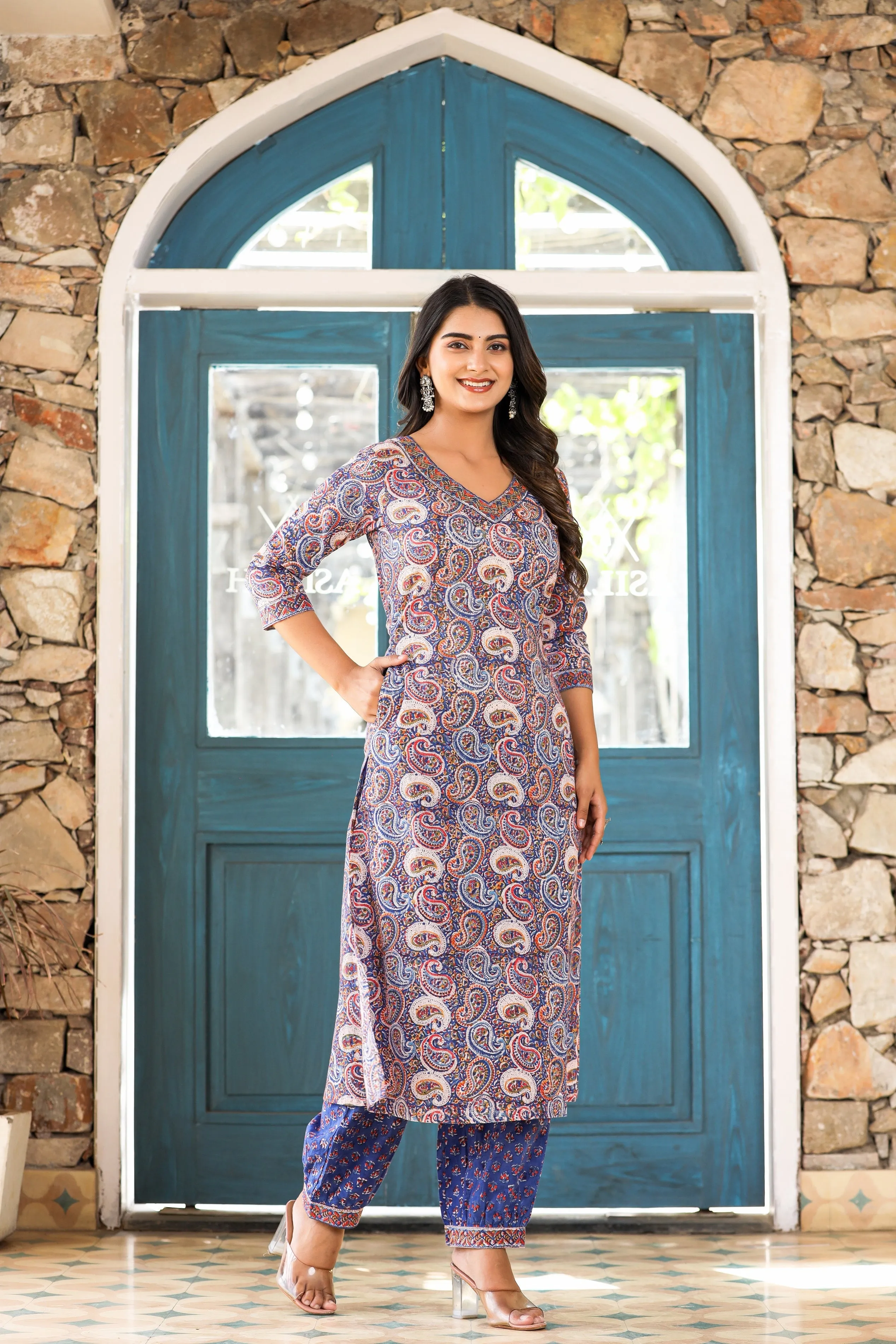 Paisley Handblock Kurta Pant Set