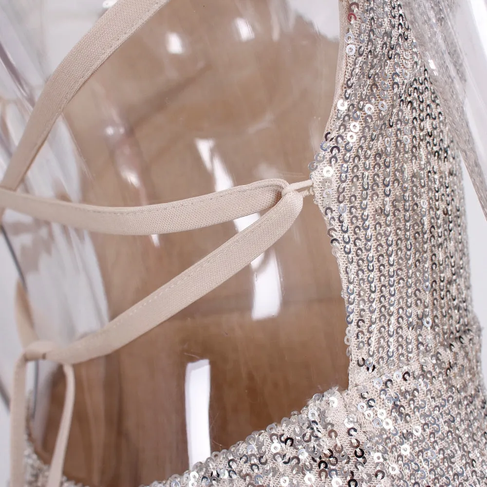 Sequin Dress Silver Maxi Dress