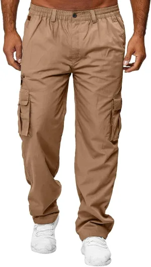Sweatpant for Men with Pockets Workout Sports Pant Men's Cargo Pants Elastic Waist Joggers Solid Casual Multi Pockets