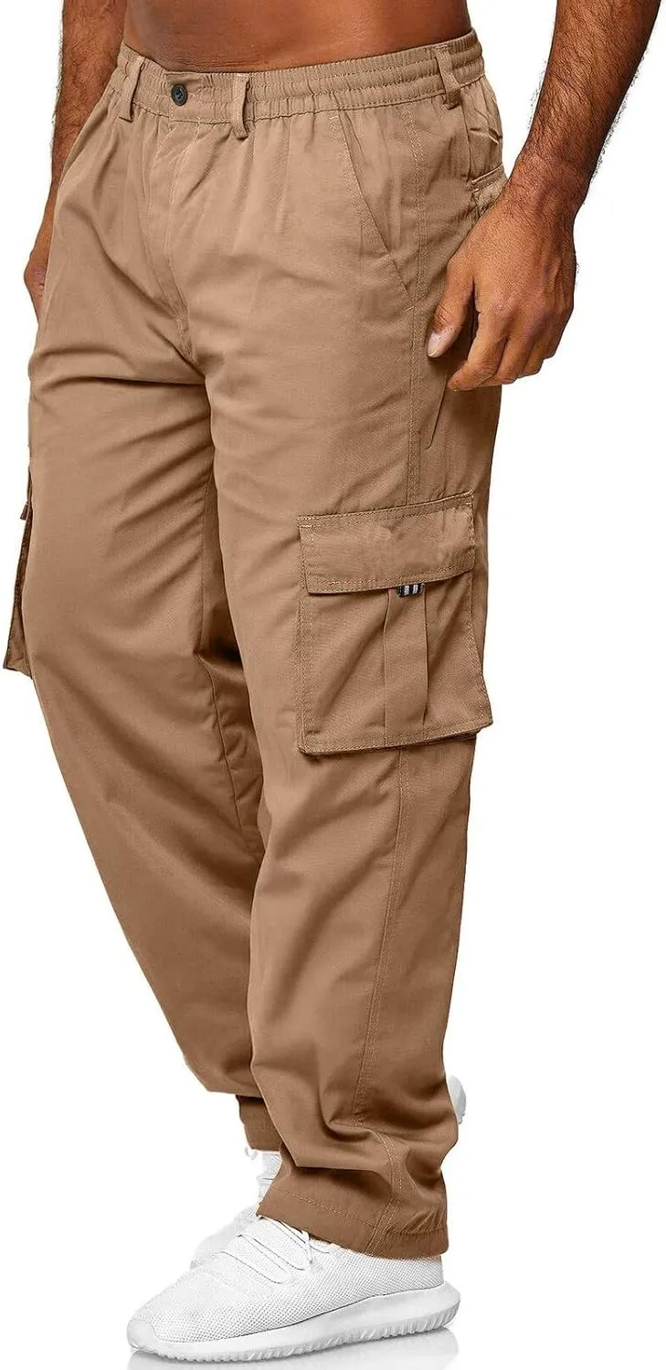 Sweatpant for Men with Pockets Workout Sports Pant Men's Cargo Pants Elastic Waist Joggers Solid Casual Multi Pockets