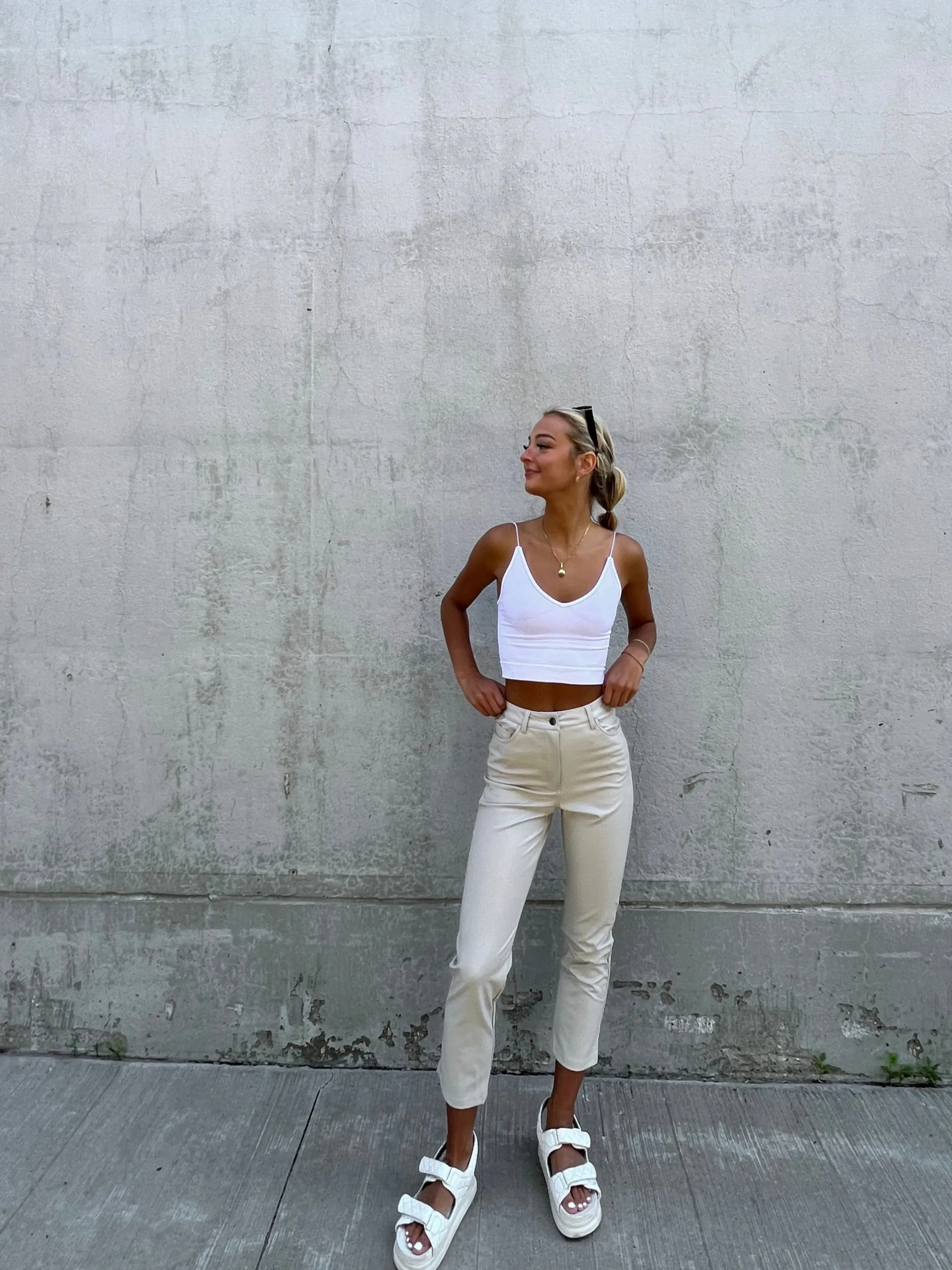 Taya Cropped Faux Leather Pants | Stone