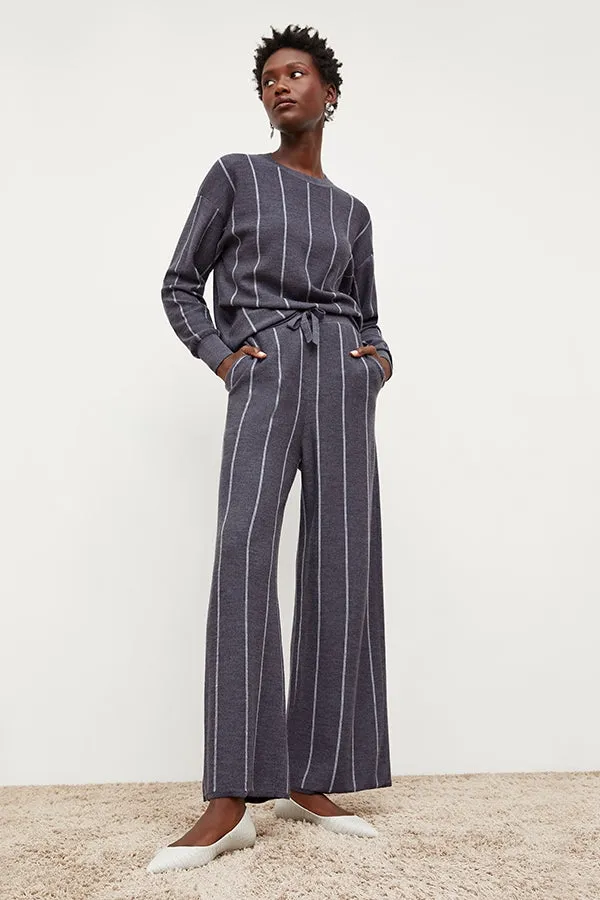 Tressa Pant - Braided Stripe :: Charcoal / Ivory