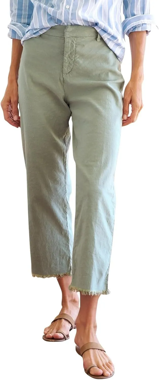 Women Linen Pants Tall Button Petite Short Cargo Capri Pants for Women Stretch Loose Summer Womens Capris Cotton
