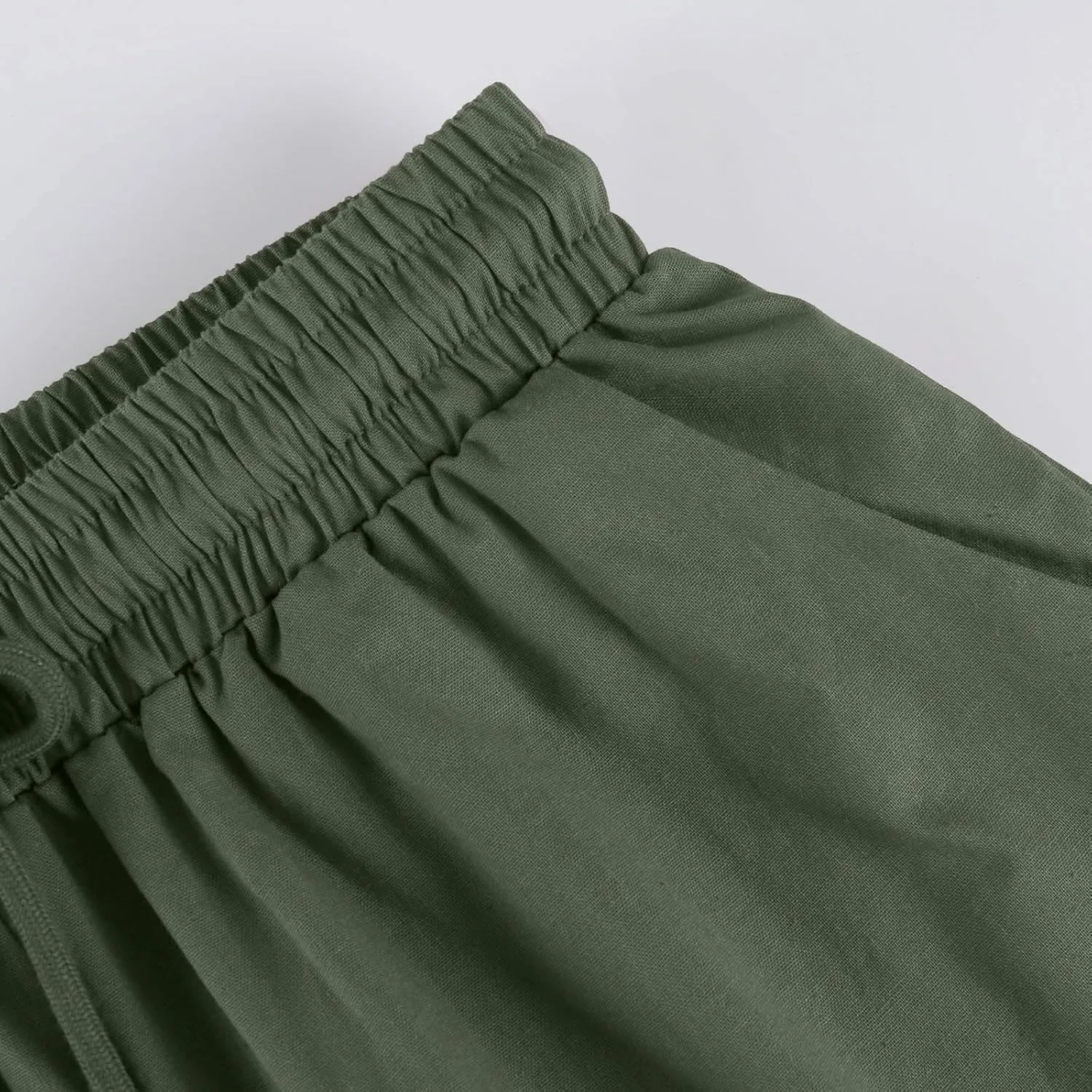 Yoga Pants Women Drawstring Cargo Summer Capri Pants for Women Stretch Loose Linen Cotton Womens Capris Petite