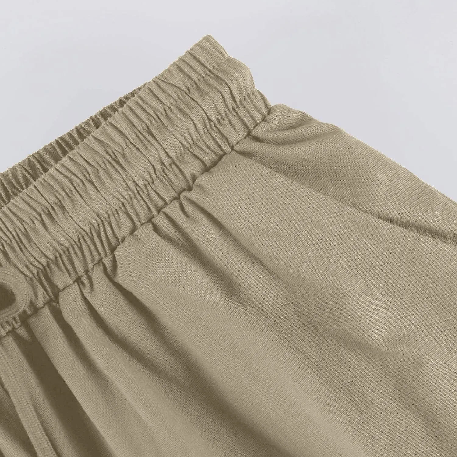 Yoga Pants Women Drawstring Cargo Summer Capri Pants for Women Stretch Loose Linen Cotton Womens Capris Petite